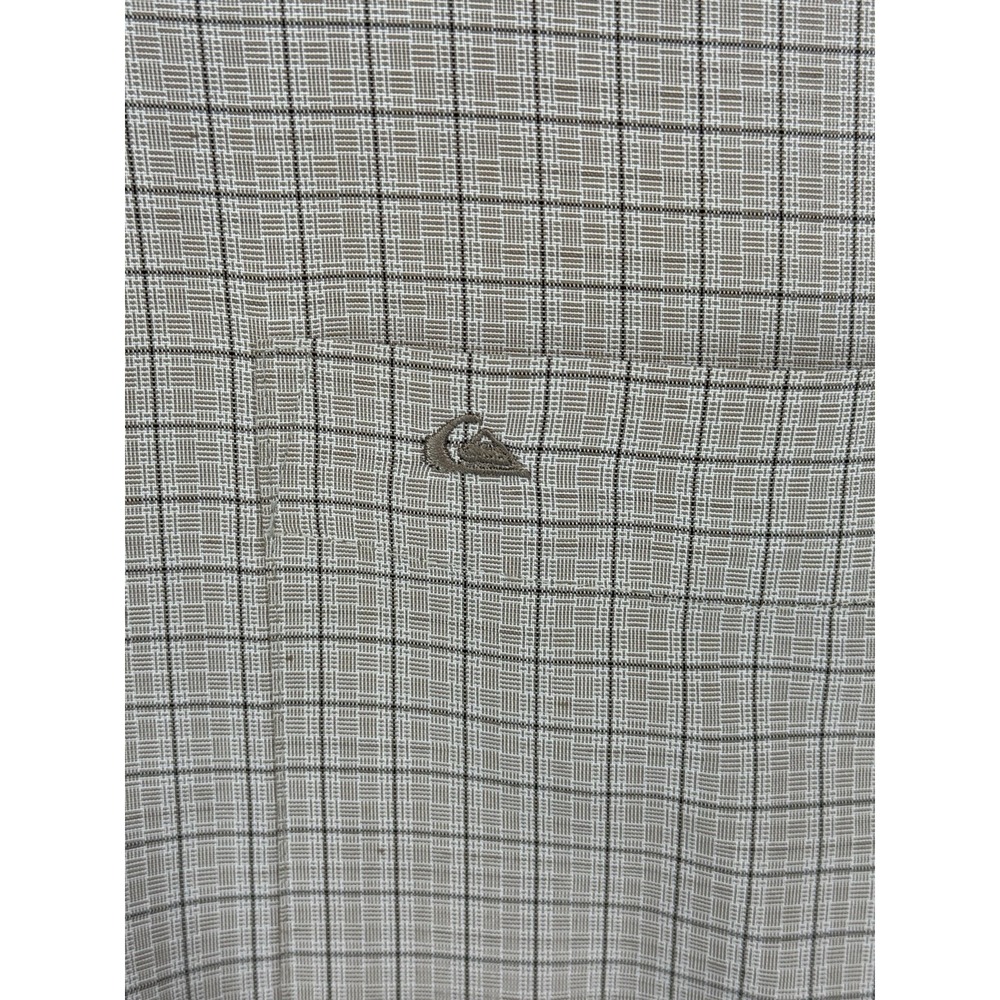 Quiksilver Men's Waterman Tan Micro Windowpane Short Sleeve Button Up Size Med‎ - Picture 4 of 8